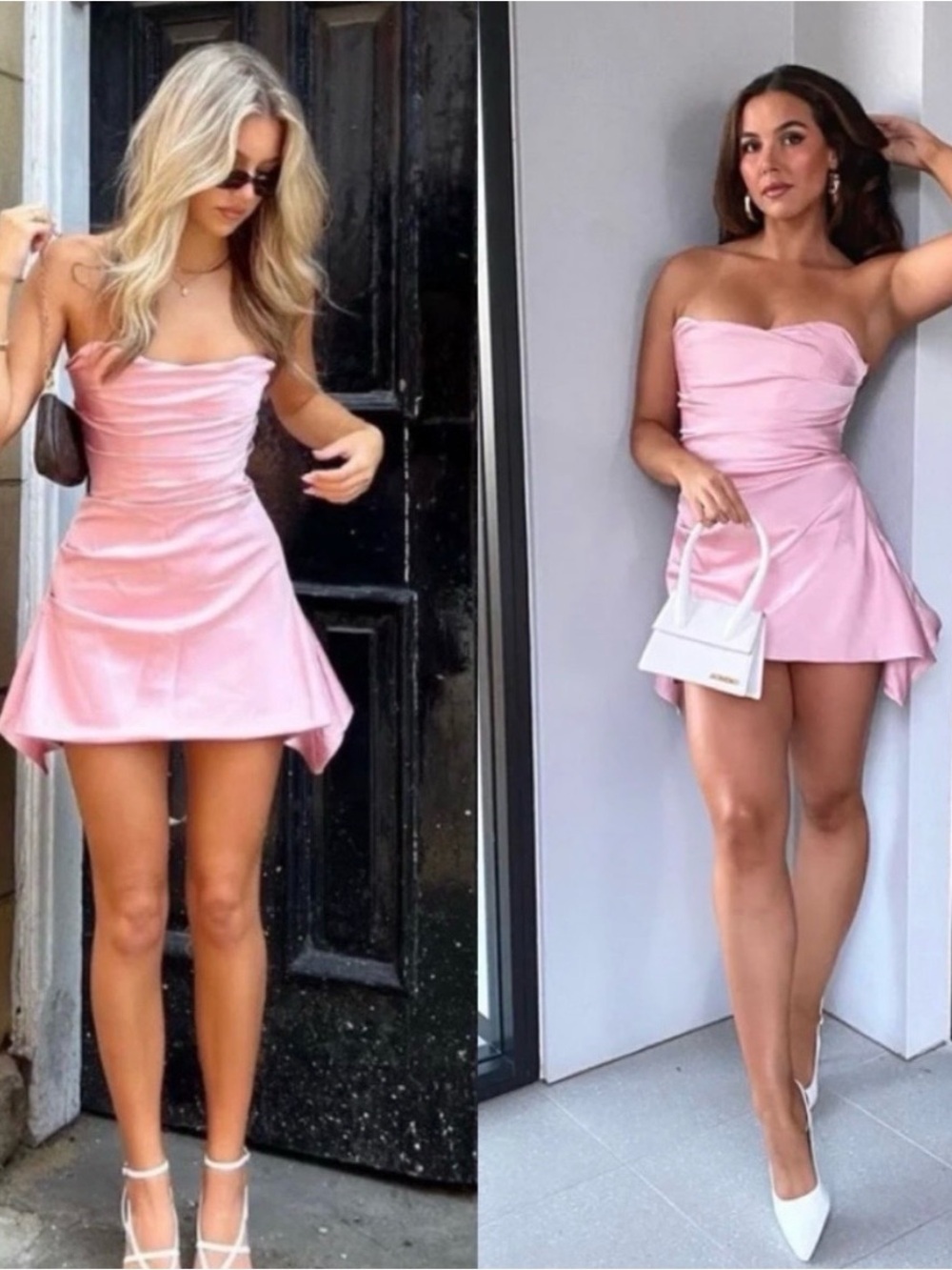 House of CB Jasmine Rose Pink Strapless Corset Satin Mini Dress NWT Size L